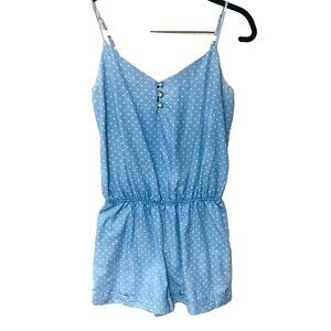 AZALEA Romper Jumpsuit Shorts Women's L Hi Rise Blue Polka Dot‎ USA
